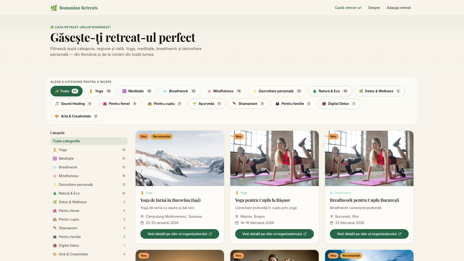 Retreat de yoga și reconectare cu natura